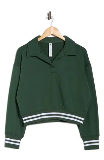 90 Degree By Reflex Johnny Collar French Terry Sweatshirt In Green