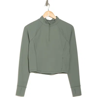 90 Degree By Reflex Karina Crop Half Zip Pullover In Agave Green