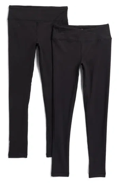 90 Degree By Reflex Kids' 2-pack Basic Tights In Black/black