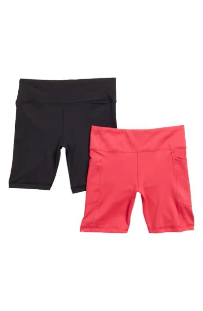 90 Degree By Reflex Kids' 2-pack Bike Shorts In Bright Rose/ Black