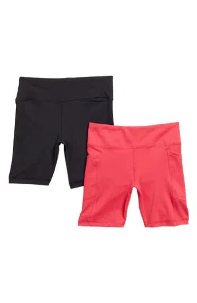 90 Degree By Reflex Kids' 2-pack Bike Shorts In Bright Rose/black