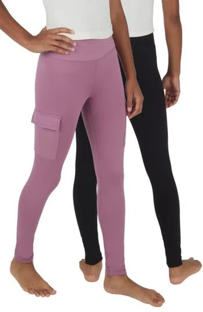 90 Degree By Reflex Kids' 2-pack Cargo Pocket Leggings In Multi