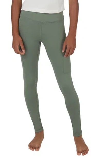 90 Degree By Reflex Kids' 2-pack Cargo Pocket Leggings In Agave Green/black