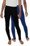 90 Degree By Reflex Kids' 2-pack Cargo Pocket Leggings In Black/bellwether Blue