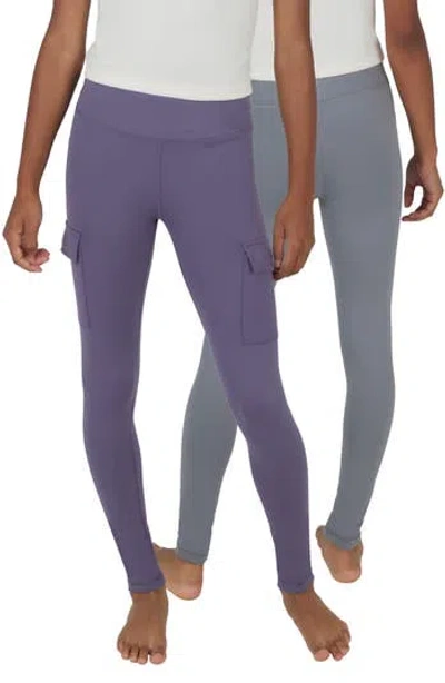 90 Degree By Reflex Kids' 2-pack Cargo Pocket Leggings In Cadet/night Owl