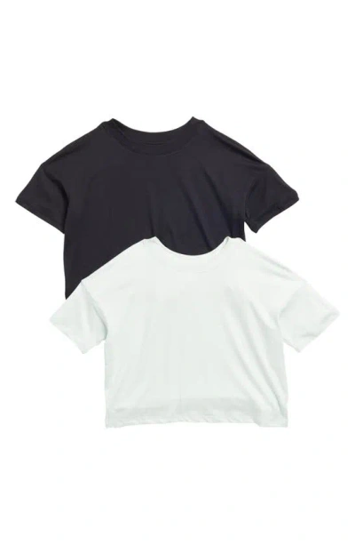 90 Degree By Reflex Kids' 2-pack Crop T-shirts In Mint Julep/ Black