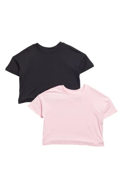 90 Degree By Reflex Kids' 2-pack Crop T-shirts In Sweet Lilac/ Black