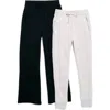 90 Degree By Reflex Kids' 2-pack Terry Brushed Sweatpants & Joggers Set In Black/htr.grey