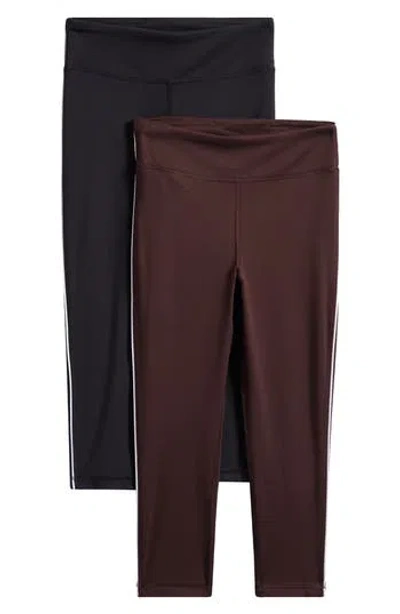 90 Degree By Reflex Kids' 2-pack Capri Leggings In Brown