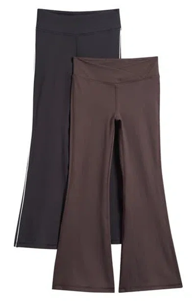 90 Degree By Reflex Kids' 2-pack Crossover Piped Jersey Wide Leg Leggings In Multi