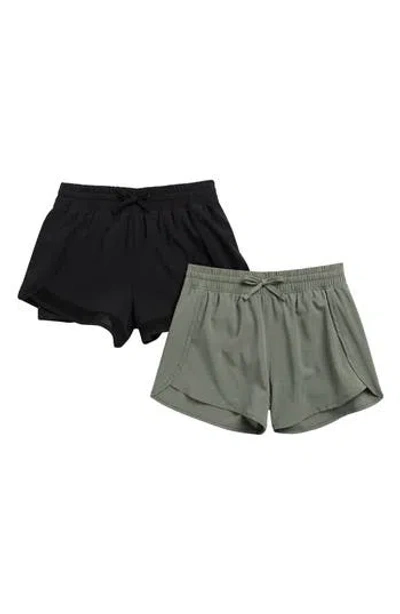 90 Degree By Reflex Kids' 2-pack Lightstreme Active Shorts In Black