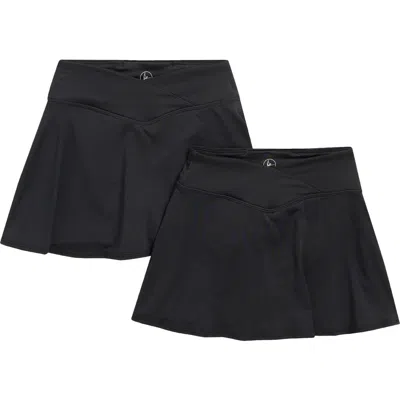 90 Degree By Reflex Kids' 2-pack Summer Crossover Skorts In Black