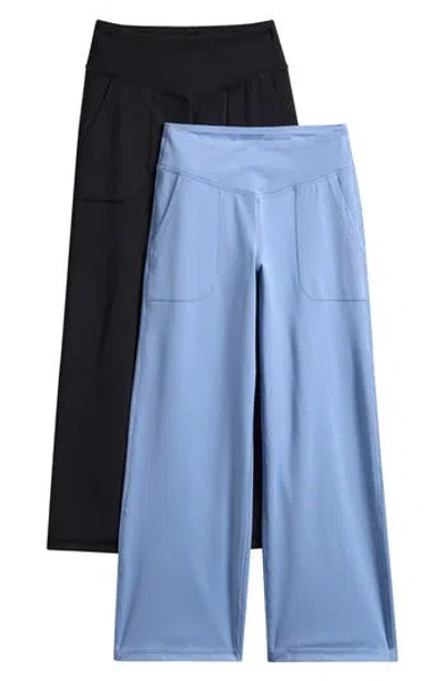 90 Degree By Reflex Kids' 2-pack Super Comfy Wide Leg Leggings In Blue