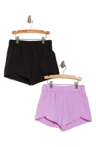 90 Degree By Reflex Kids' Assorted 2-pack Lightstreme Lilo Tulip Shorts In Sheer Lilac/ Black