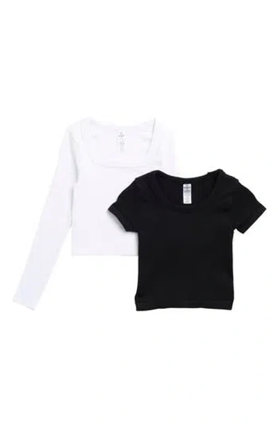 90 Degree By Reflex Kids' Assorted 2-pack Tops In Black/white