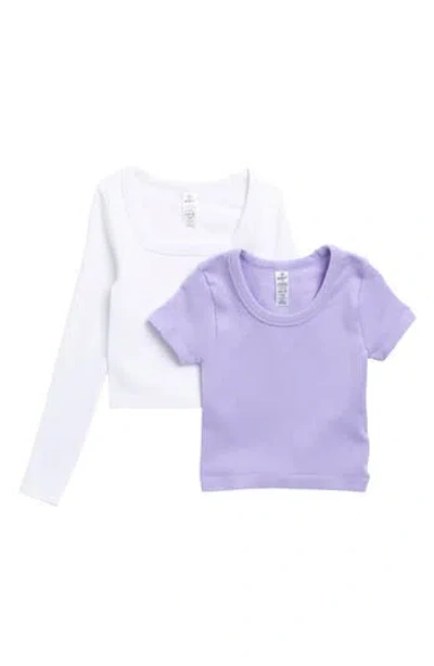 90 Degree By Reflex Kids' Assorted 2-pack Tops In Lavender/white