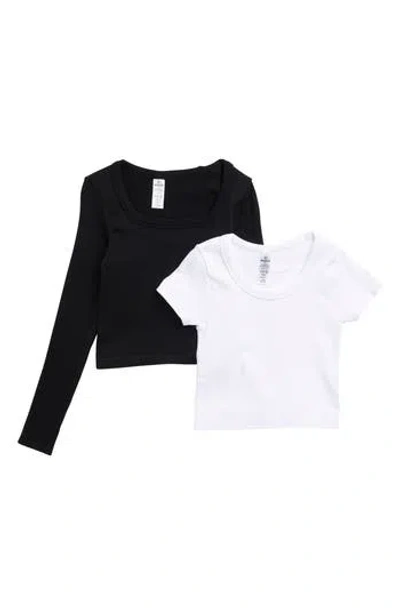 90 Degree By Reflex Kids' Assorted 2-pack Tops In White/black