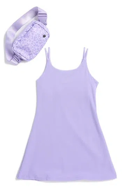 90 Degree By Reflex Kids' Brushed Terry Walkabout Dress & Belt Bag Set In Sand Verbena/loving Leopard