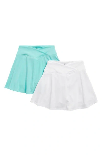 90 Degree By Reflex Kids' Crossover Two-pack Skirt Set In Aruba Blue/ White