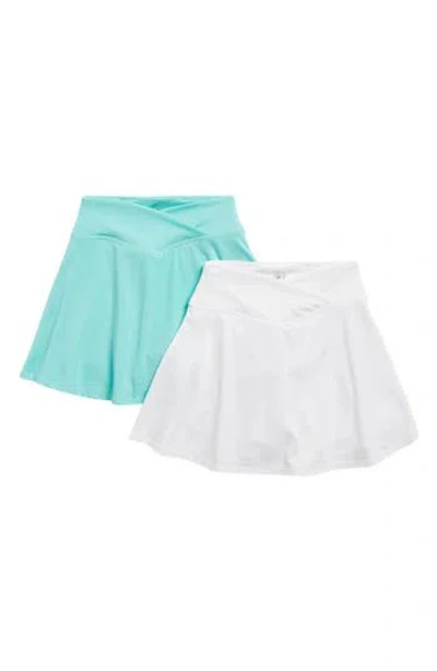 90 Degree By Reflex Kids' Crossover Two-pack Skort Set In Aruba Blue/white