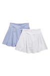 90 Degree By Reflex Kids' Crossover Two-pack Skort Set In Baby Lavender/white