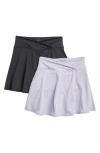 90 Degree By Reflex Kids' Crossover Two-pack Skort Set In Lavender/black