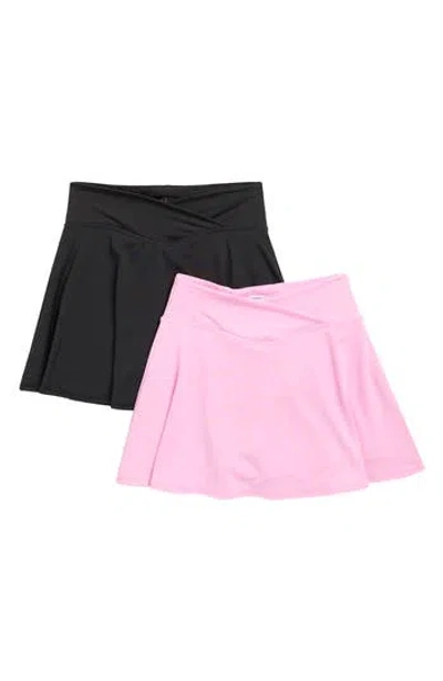 90 Degree By Reflex Kids' Crossover Two-pack Skort Set In Black
