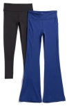 90 Degree By Reflex Kids' Everyday Leggings & Flare Leg Pants 2-piece Set In Black/bellwether Blue