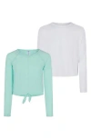 90 Degree By Reflex Kids' Gianna Mesh 2-pack Assorted Tops In Heather Aruba/white