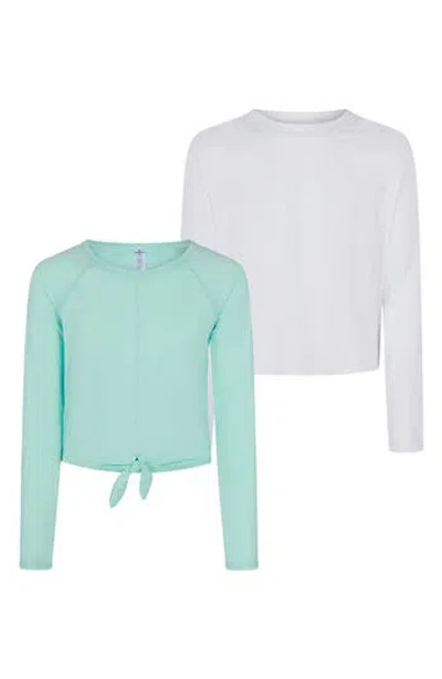 90 Degree By Reflex Kids' Gianna Mesh 2-pack Assorted Tops In Heather Aruba/white