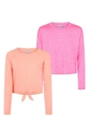 90 Degree By Reflex Kids' Gianna Mesh 2-pack Assorted Tops In Heather Fusion Coral/pink