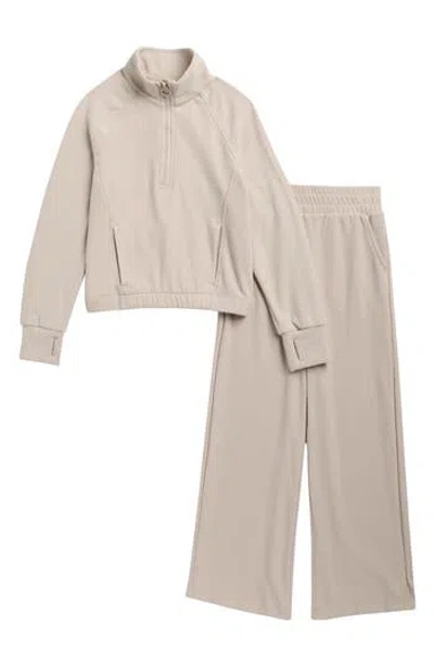 90 Degree By Reflex Kids' Greta Half Zip Top & Pants Set In Neutral