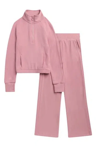 90 Degree By Reflex Kids' Greta Half Zip Top & Pants Set In Pink