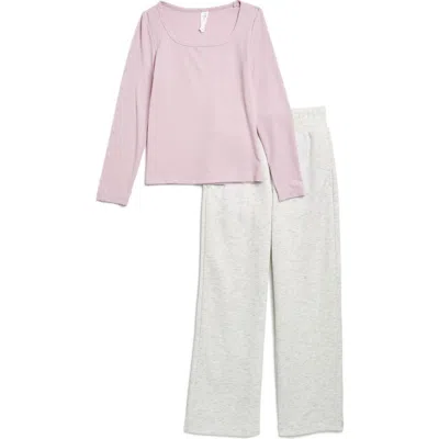 90 Degree By Reflex Kids' Heavenly Rib T-shirt & Sweatpants Set In Multi