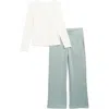 90 Degree By Reflex Kids' Heavenly Rib T-shirt & Sweatpants Set In Sugar Swizzle/chinois Green