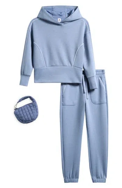 90 Degree By Reflex Kids' Hoodie, Joggers & Scuba Purse Set In Blue