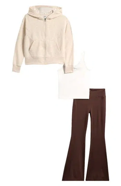 90 Degree By Reflex Kids' Hoodie, Tank And Leggings Set In Neutral