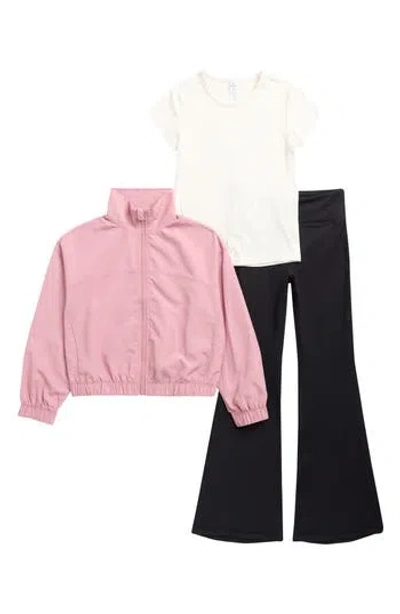 90 Degree By Reflex Kids' Jacket, T-shirt & Flared Leggings Set In Black