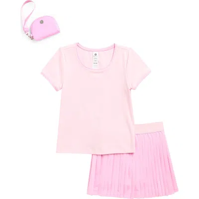 90 Degree By Reflex Kids' Lunatek Amaris Contrast Trim T-shirt, Pleated Skirt & Pouch Set In Multi