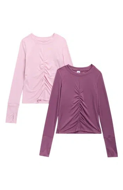 90 Degree By Reflex Kids' Novatek 2-pack Ruched T-shirts In Multi