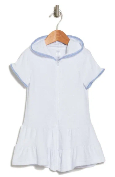 90 Degree By Reflex Kids' Oceana Terry Cloth Dress In White/ Brunnera Blue