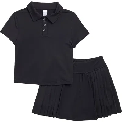 90 Degree By Reflex Kids' Polo & Skort Set In Black