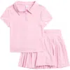 90 Degree By Reflex Kids' Polo & Skort Set In Pink Lavendar
