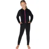 90 Degree By Reflex Kids' Rib Velour Castle Zip Hoodie & Joggers Set In Black