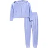 90 Degree By Reflex Kids' Rib Velour Castle Zip Hoodie & Joggers Set In Blue