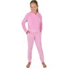 90 Degree By Reflex Kids' Rib Velour Castle Zip Hoodie & Joggers Set In Moonlite Mauve