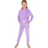 90 Degree By Reflex Kids' Rib Velour Castle Zip Hoodie & Joggers Set In Paisley Purple