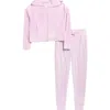 90 Degree By Reflex Kids' Rib Velour Castle Zip Hoodie & Joggers Set In Pink