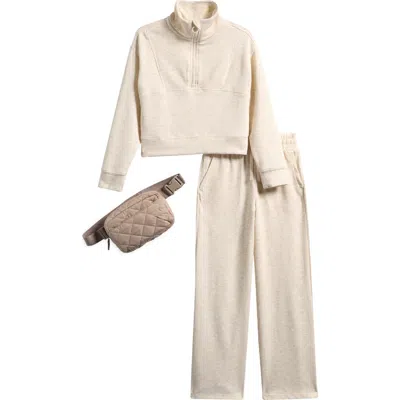 90 Degree By Reflex Kids' Scuba Knit Pullover, Pants & Belt Bag Set In Gold