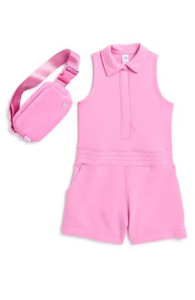 90 Degree By Reflex Kids' Scuba Romper & Belt Bag Set In Fuchsia Pink